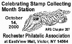 2000 Stamp Collecting Month squid cancel